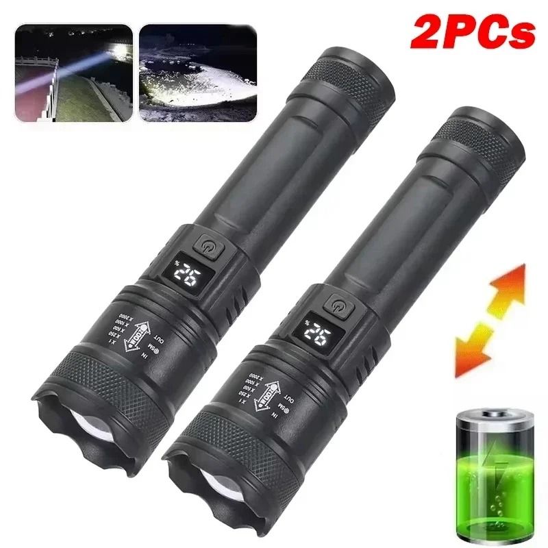 High Power Tactical LED Flashlight USB Rechargeable Zoomable Camping Torch 10