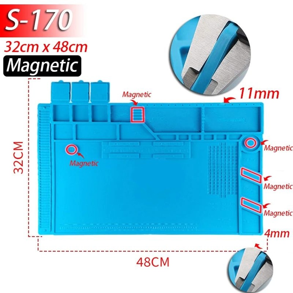 Silicone Soldering Mat Heat Resistant Anti Static Magnetic Repair Work Mat 9