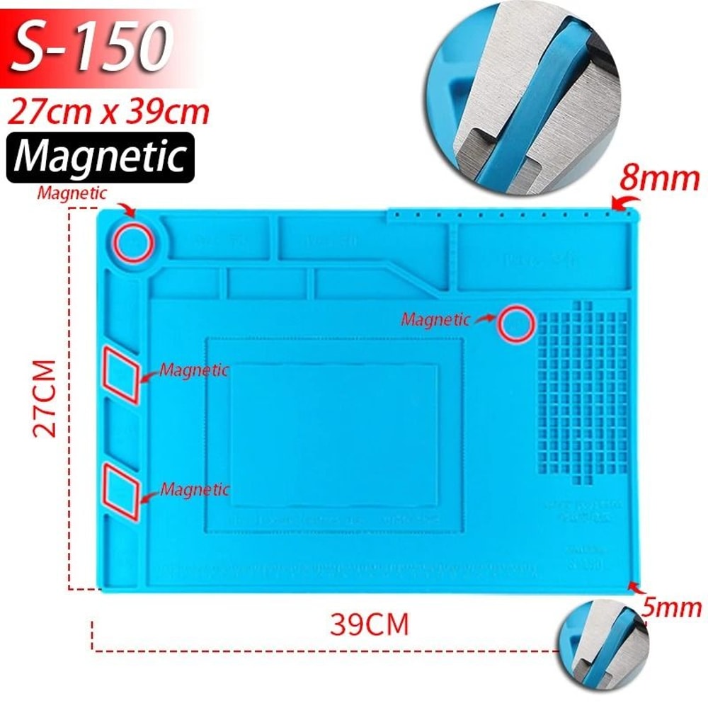 Silicone Soldering Mat Heat Resistant Anti Static Magnetic Repair Work Mat 6
