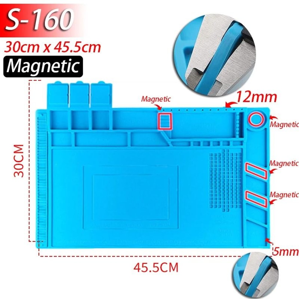 Silicone Soldering Mat Heat Resistant Anti Static Magnetic Repair Work Mat 7