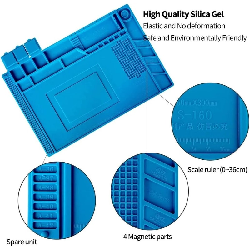 Silicone Soldering Mat Heat Resistant Anti Static Magnetic Repair Work Mat 18