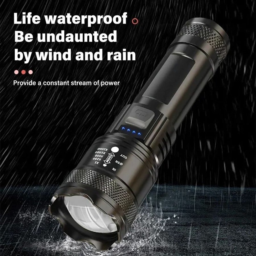 2000LM Tactical LED Flashlight USB Rechargeable Zoomable Outdoor Torch 7