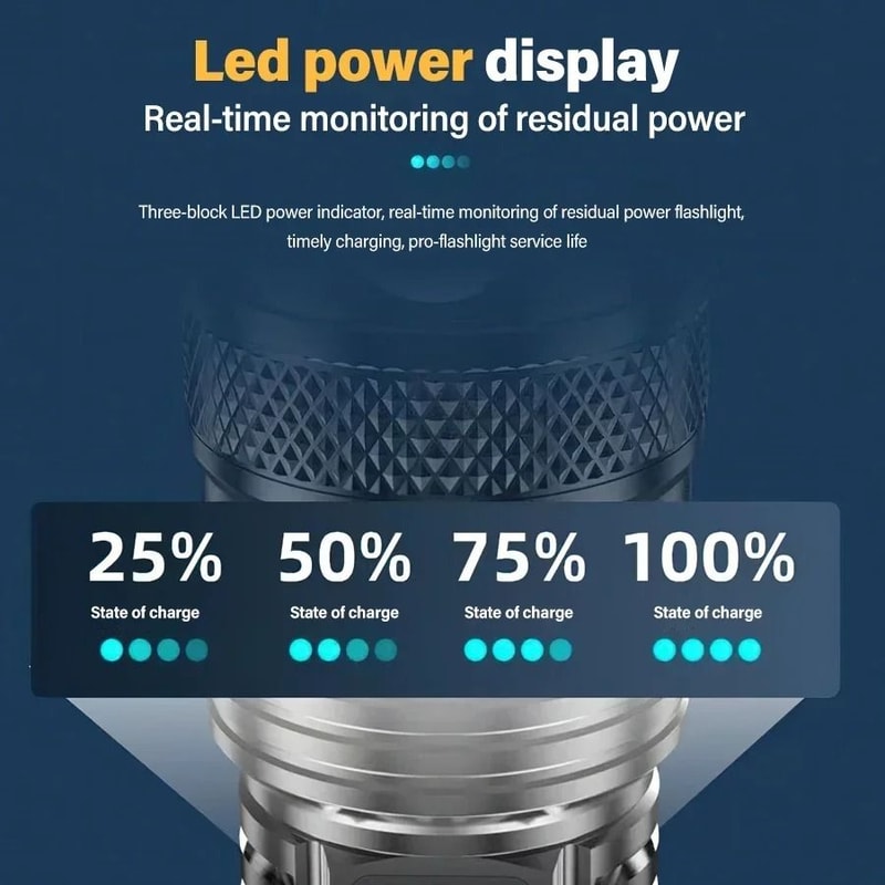 2000LM Tactical LED Flashlight USB Rechargeable Zoomable Outdoor Torch 10