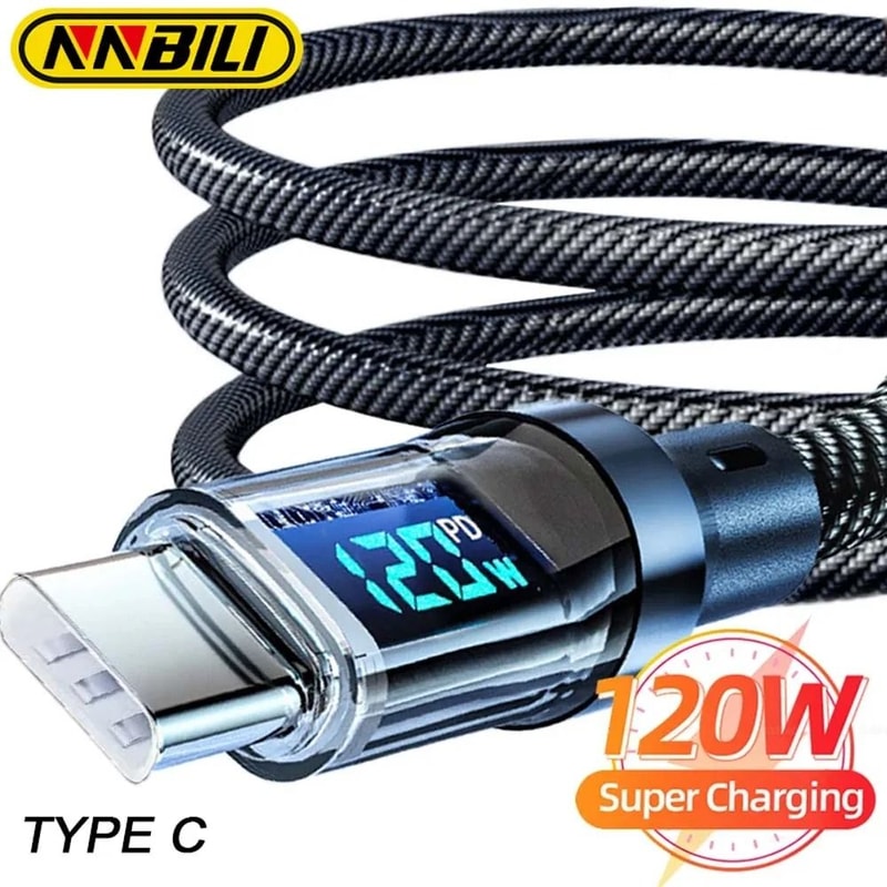 Fast Charging USB C Cable With LED Display High Power Charging Cord 0