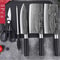 Damascus Pattern Kitchen Knife Set Stainless Steel Chef Knife Scissors Sharpening Rod 6