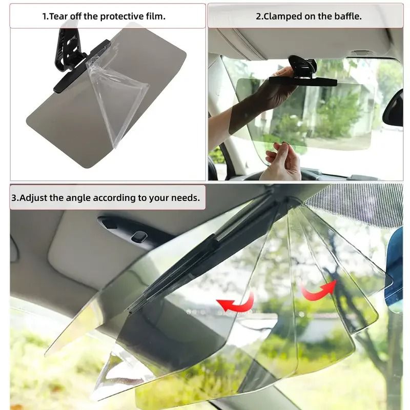 Car Anti Glare Sun Visor Mirror With UV Protection And Night Driving Shield 5