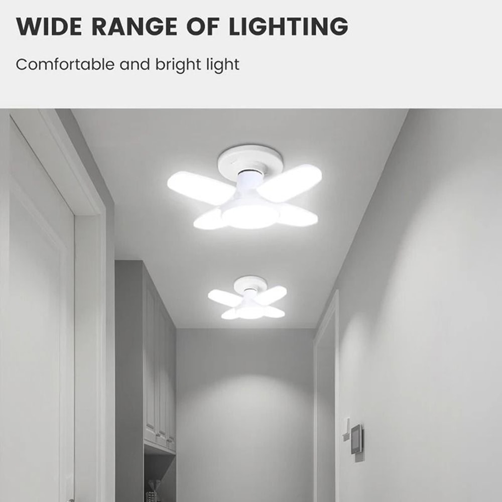 Foldable LED Garage Light E27 High Brightness Fan Blade Bulb 6500K Ceiling Light 5