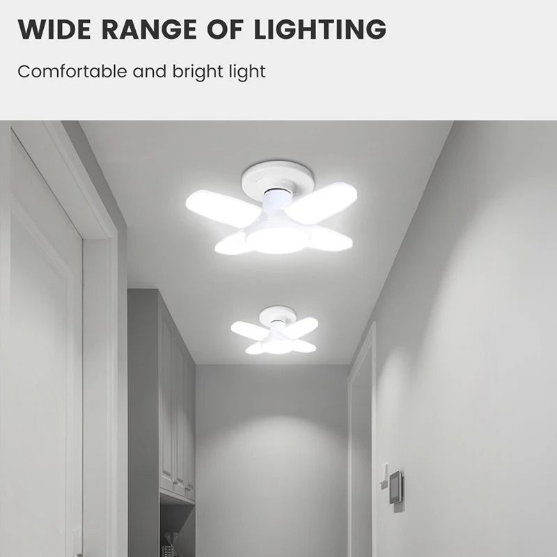 Foldable LED Garage Light E27 High Brightness Fan Blade Bulb 6500K Ceiling Light 5