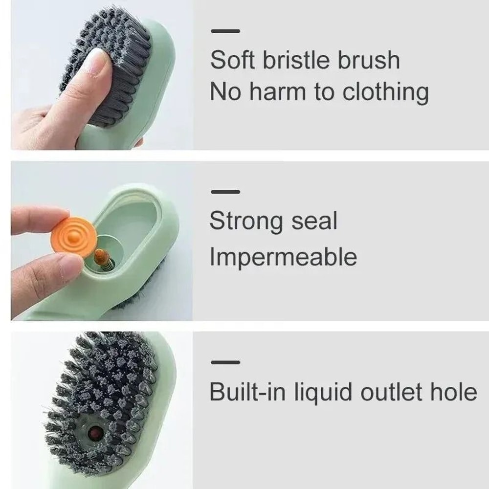 Multifunction Shoe Cleaning Brush With Liquid Dispenser Long Handle Soft Bristle Scrubber 6