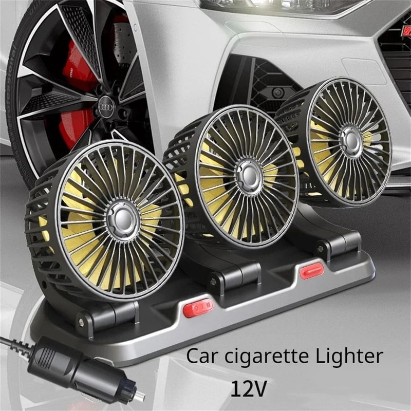 Triple Head Car Fan 360 Adjustable USB 12V Cooling Fan Silent Air Circulator 6