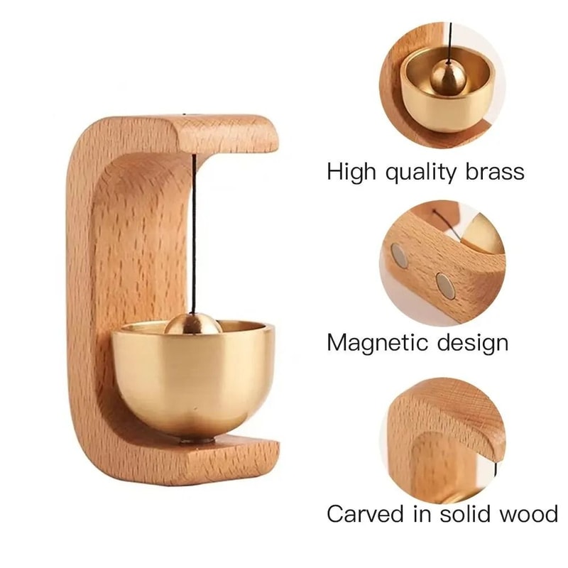 Magnetic Door Bell Wind Chime Wooden Copper Entry Reminder Bell For Home And Car 5