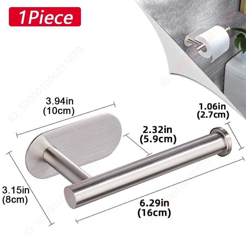 Adhesive Toilet Paper Holder Wall Mounted Bathroom Tissue Rack Organizer 3