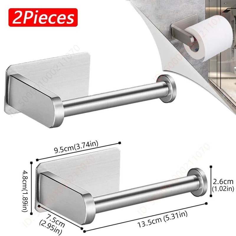 Adhesive Toilet Paper Holder Wall Mounted Bathroom Tissue Rack Organizer 10