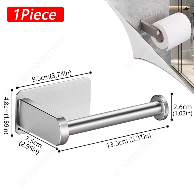 Adhesive Toilet Paper Holder Wall Mounted Bathroom Tissue Rack Organizer 8
