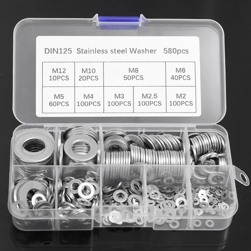 Stainless Steel Washer Assortment Kit M2 To M12 Flat Washers For Screws And Bolts 6