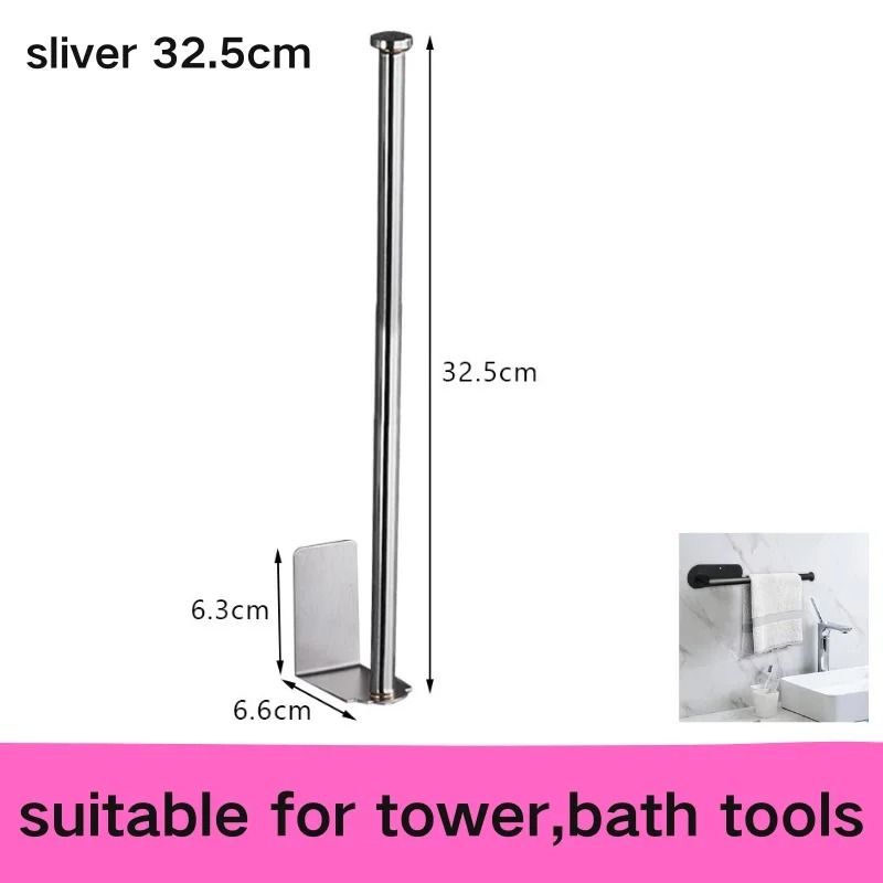 No Drill Toilet Paper Holder Adhesive Wall Mounted Tissue And Towel Rack 6