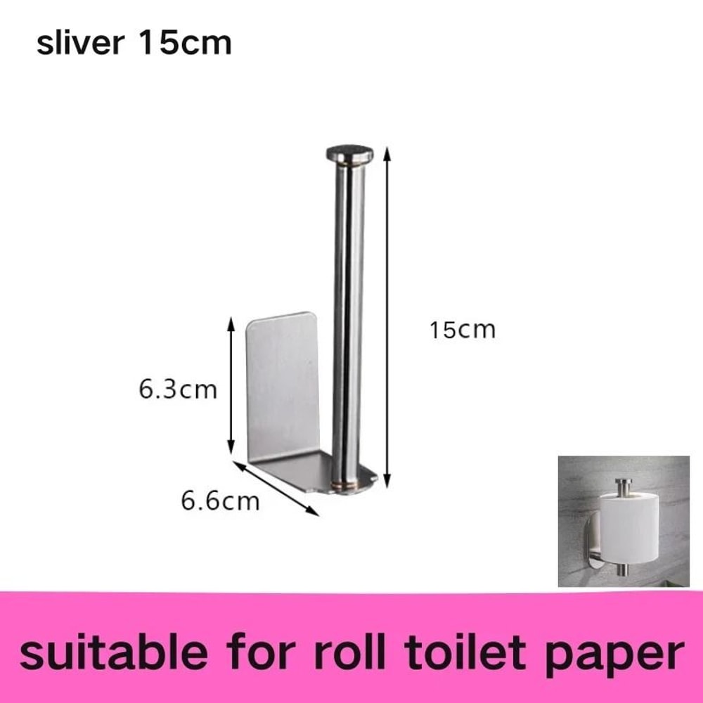 No Drill Toilet Paper Holder Adhesive Wall Mounted Tissue And Towel Rack 2