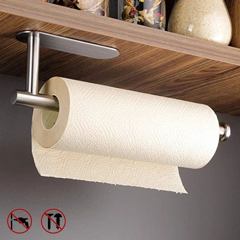 No Drill Toilet Paper Holder Adhesive Wall Mounted Tissue And Towel Rack 0