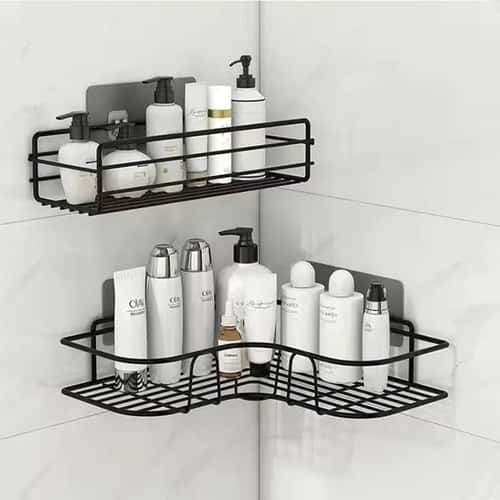 Metal Floating Wall Shelf Bathroom Organizer Kitchen Storage Rack