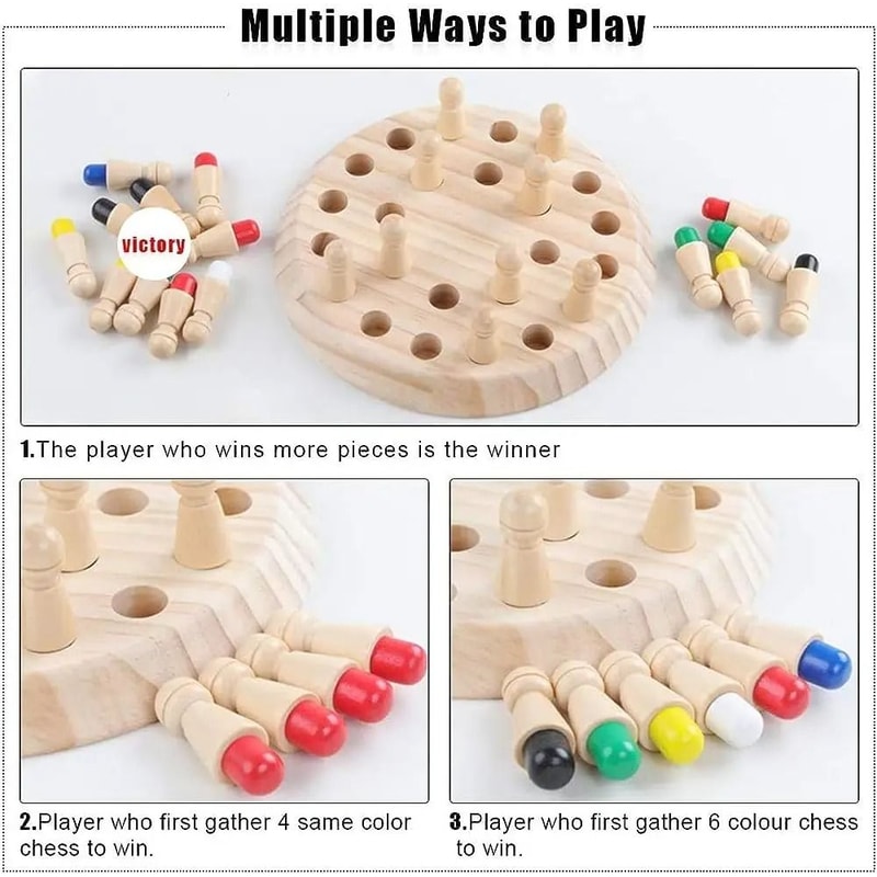 Wooden Memory Matching Game Montessori Educational Color Matching Toy For Kids 4
