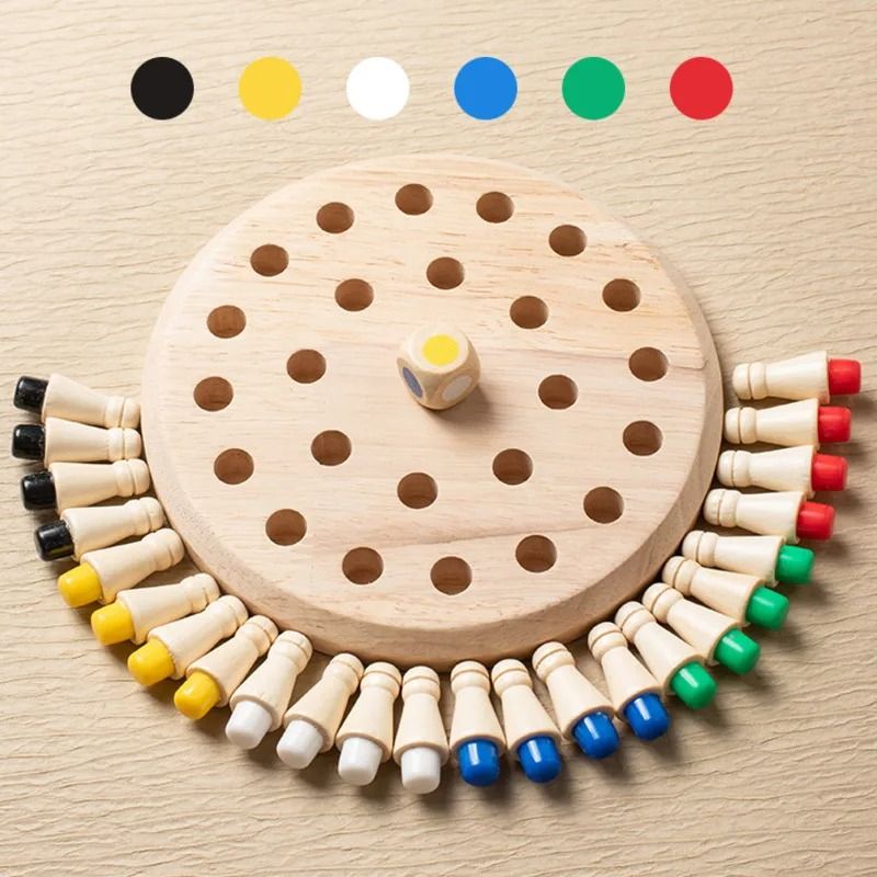 Wooden Memory Matching Game Montessori Educational Color Matching Toy For Kids 6