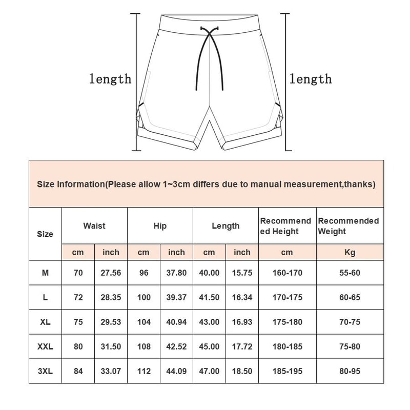 Mens 2 In 1 Workout Shorts Quick Dry Running Gym Shorts With Inner Liner 11