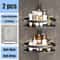 No Drill Bathroom Shelf Wall Mounted Shower Corner Rack Aluminum Storage Organizer 9