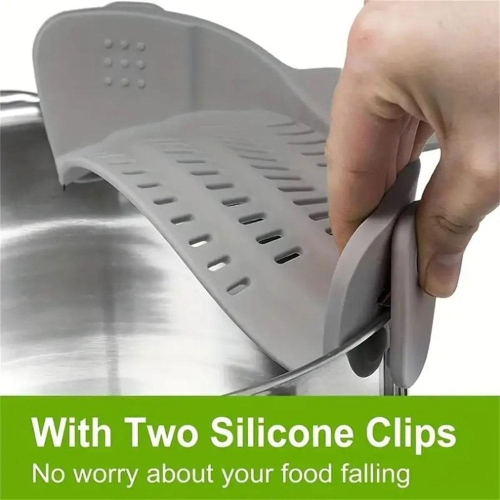 Clip On Pot Strainer Adjustable Silicone Kitchen Strainer For Pots Pans And Bowls 7