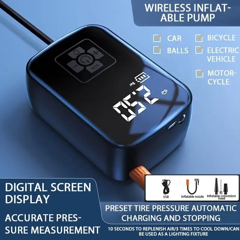 Wireless Portable Air Compressor Electric Tire Inflator Pump For Car Bike And More 8