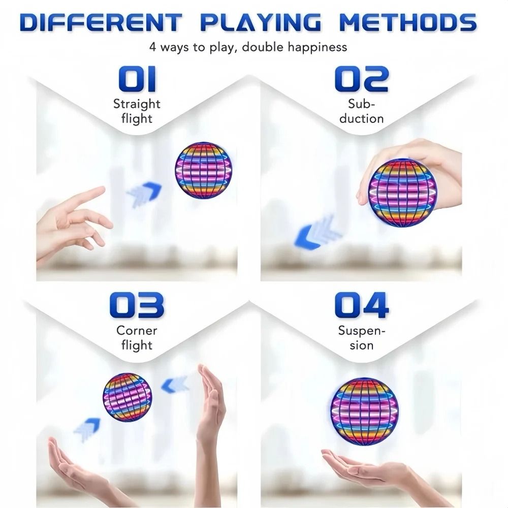 LED Flying Ball Toy Hover Spinner Hand Controlled Boomerang Drone For Kids And Family Fun 9