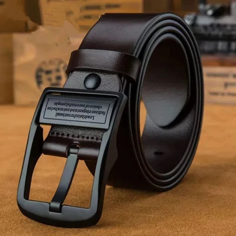 Mens Leather Belt Cowhide Pin Buckle Belt For Business Casual And Jeans Wear 2