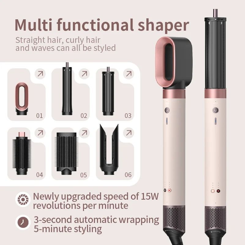 150000 RPM High Speed Hair Dryer And 6 In 1 Hair Styling Tool Set With Curling Iron And Straightene 7