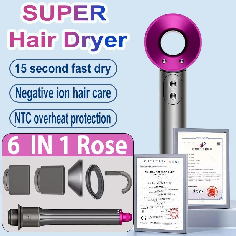Professional Negative Ion Hair Dryer For Curly And Straight Hair With High Speed Drying 3