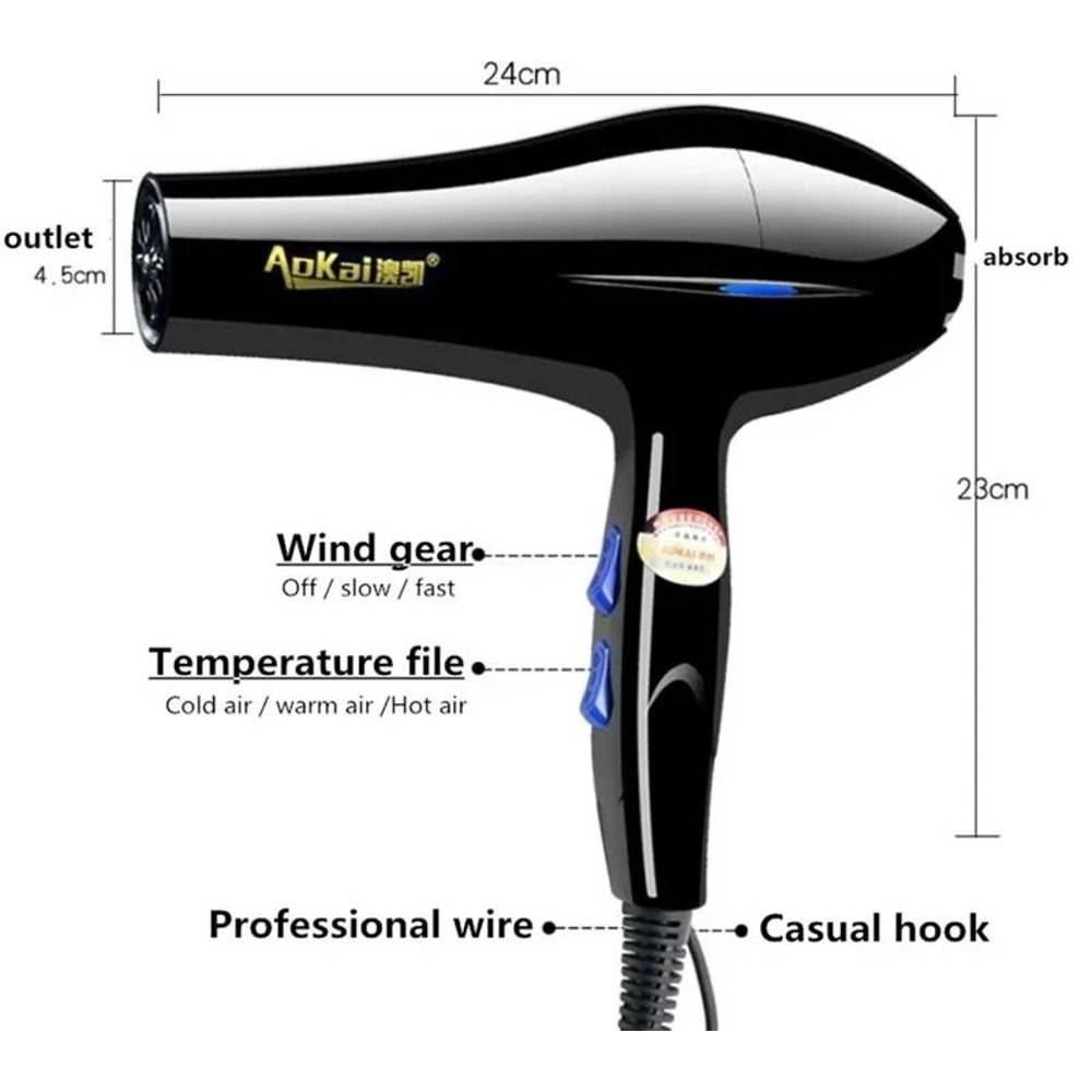 Professional Powerful Hair Dryer With Hot And Cold Air Settings For Fast Styling 5