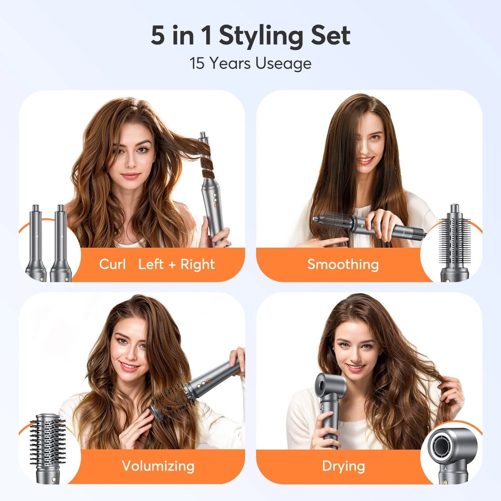 5 In 1 Hair Styler Hot Air Brush And Curling Iron Professional Hair Dryer Set 7