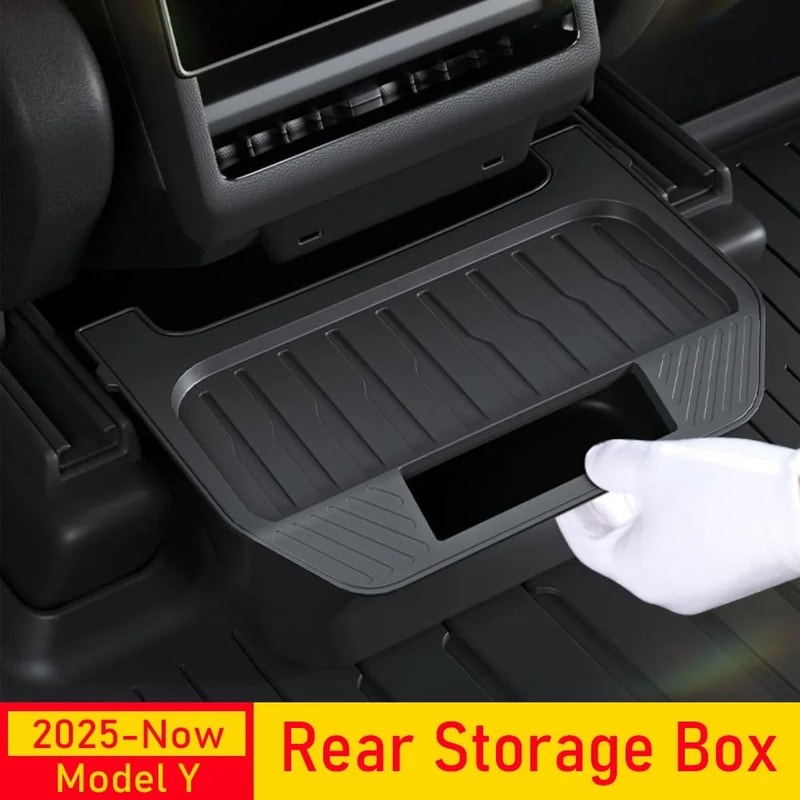 Tesla Model Y Juniper Rear Seat Storage Box Center Console Organizer And Trash Bin 6