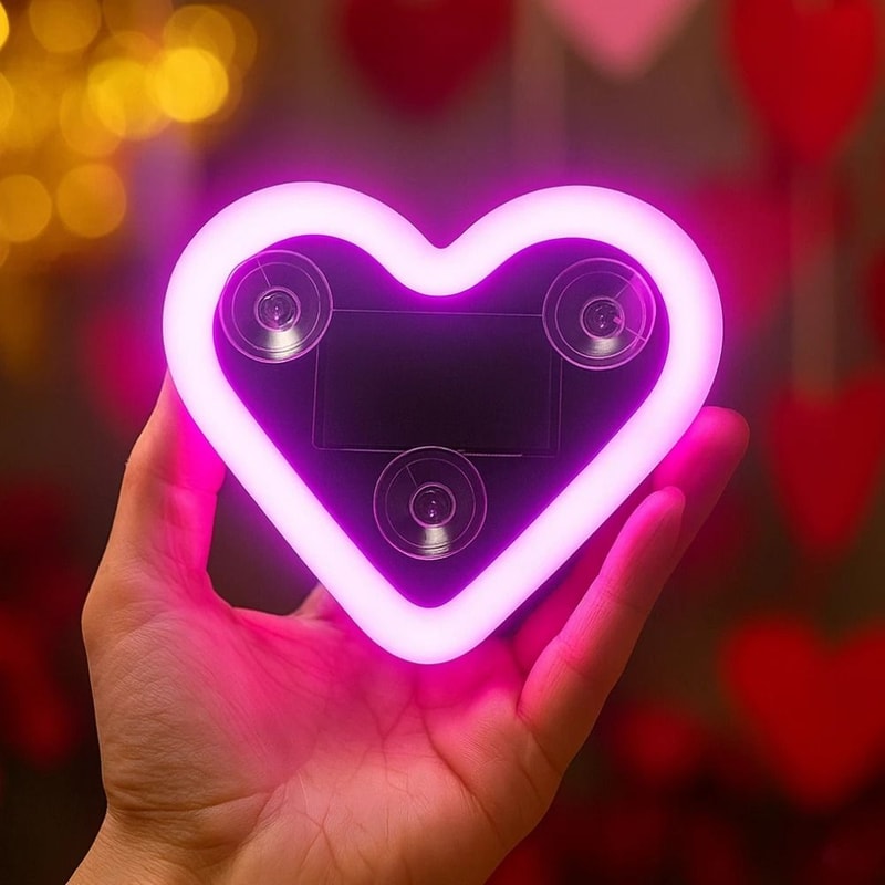 Heart Shape LED Ambient Light Solar Powered USB Rechargeable Car Decor 9