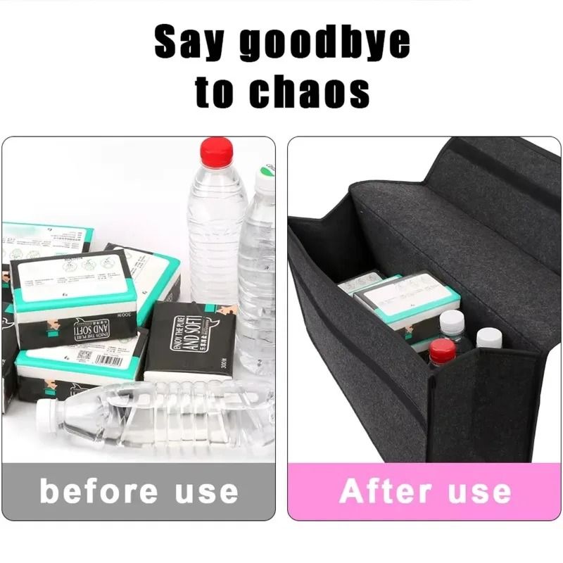 Large Anti Slip Car Trunk Organizer Felt Storage Box With Compartments 3