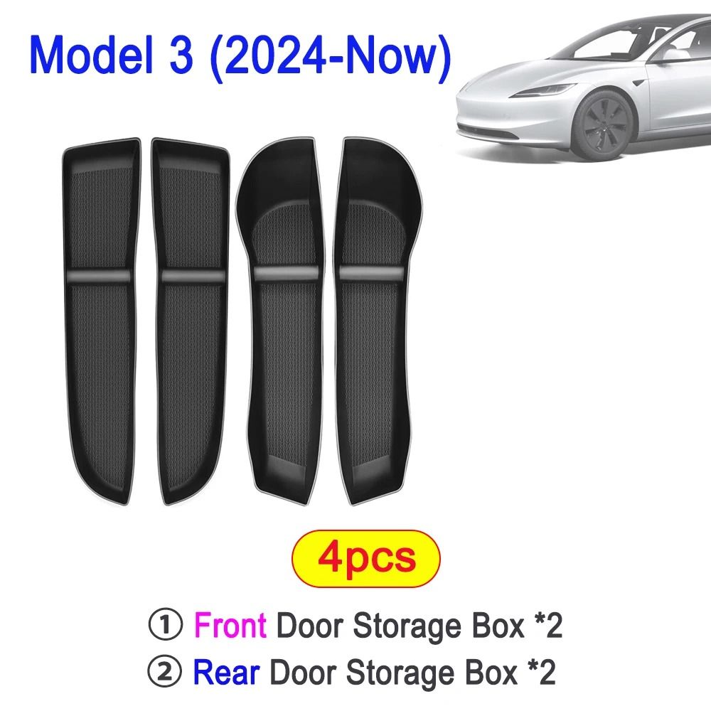 Tesla Model 3 And Model Y Juniper Door Side Storage Organizer Tray Set 1