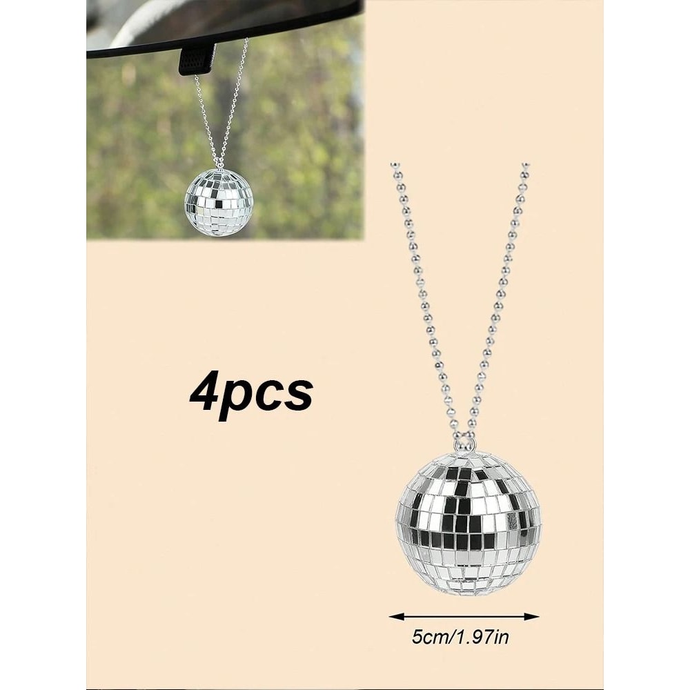 Disco Ball Car Mirror Hanging Ornament Sparkling Reflective Interior Decor 0