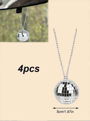 Disco Ball Car Mirror Hanging Ornament Sparkling Reflective Interior Decor