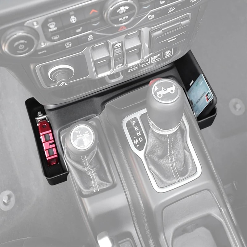 Jeep Wrangler JL Gladiator Gear Shift Storage Organizer Tray With Phone Holder 2