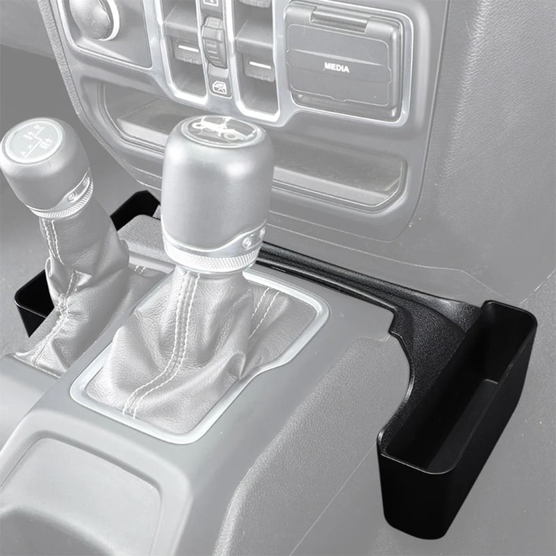 Jeep Wrangler JL Gladiator Gear Shift Storage Organizer Tray With Phone Holder 4