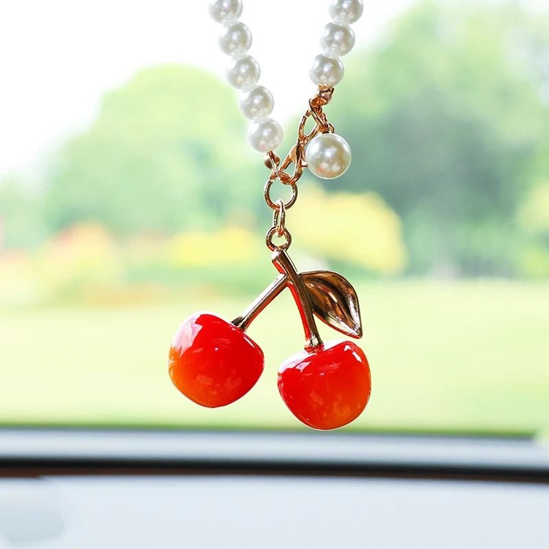 Cute Cherry Car Rearview Mirror Hanging Pendant Decoration 0