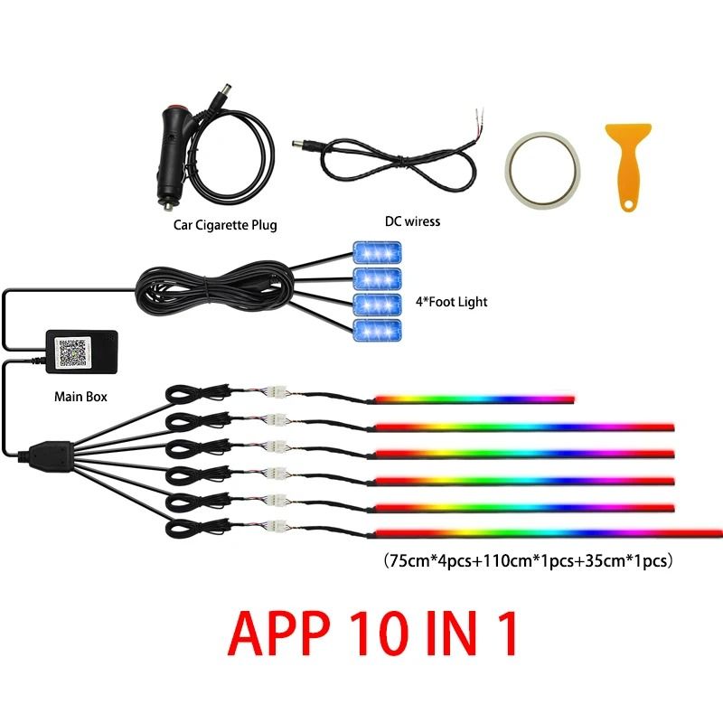 RGB Symphony Car Ambient Light Interior LED Strip Kit 17