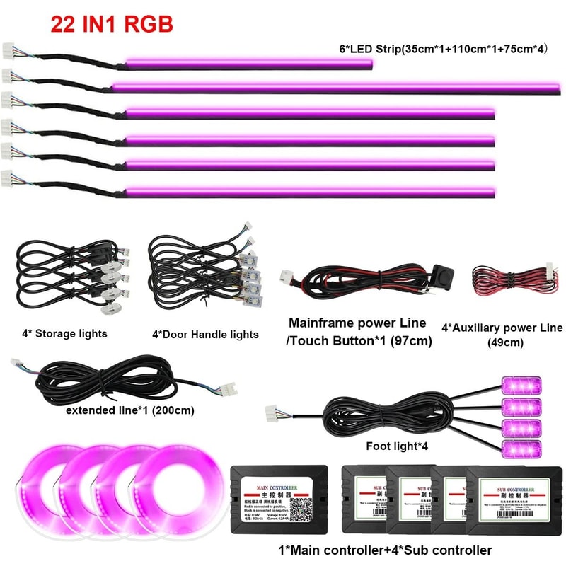 RGB Symphony Car Ambient Light Interior LED Strip Kit 11