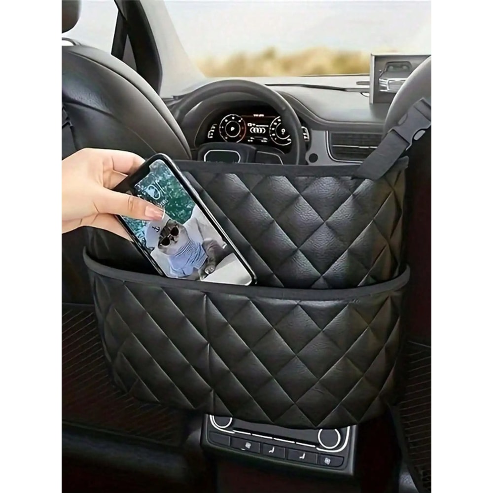 Large Capacity Car Seat Back Storage Net Leather Organizer Bag 5
