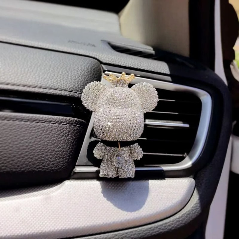 Luxury Bear Car Air Freshener Clip With Crown Diamond Aromatherapy Decor 15