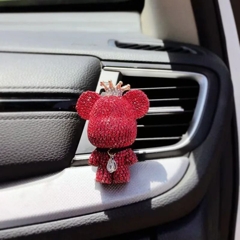 Luxury Bear Car Air Freshener Clip With Crown Diamond Aromatherapy Decor 2
