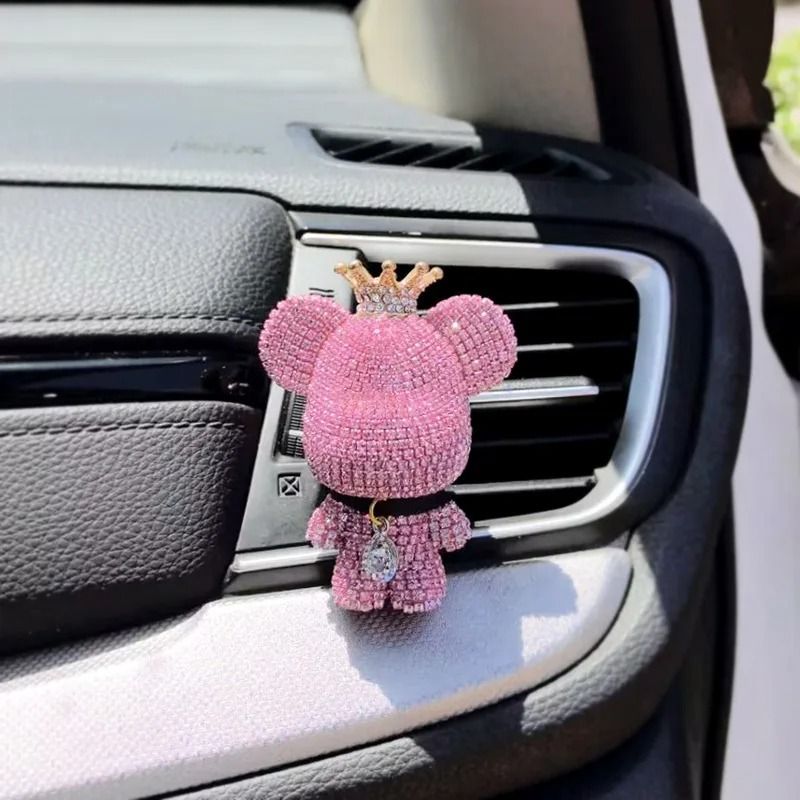 Luxury Bear Car Air Freshener Clip With Crown Diamond Aromatherapy Decor 3